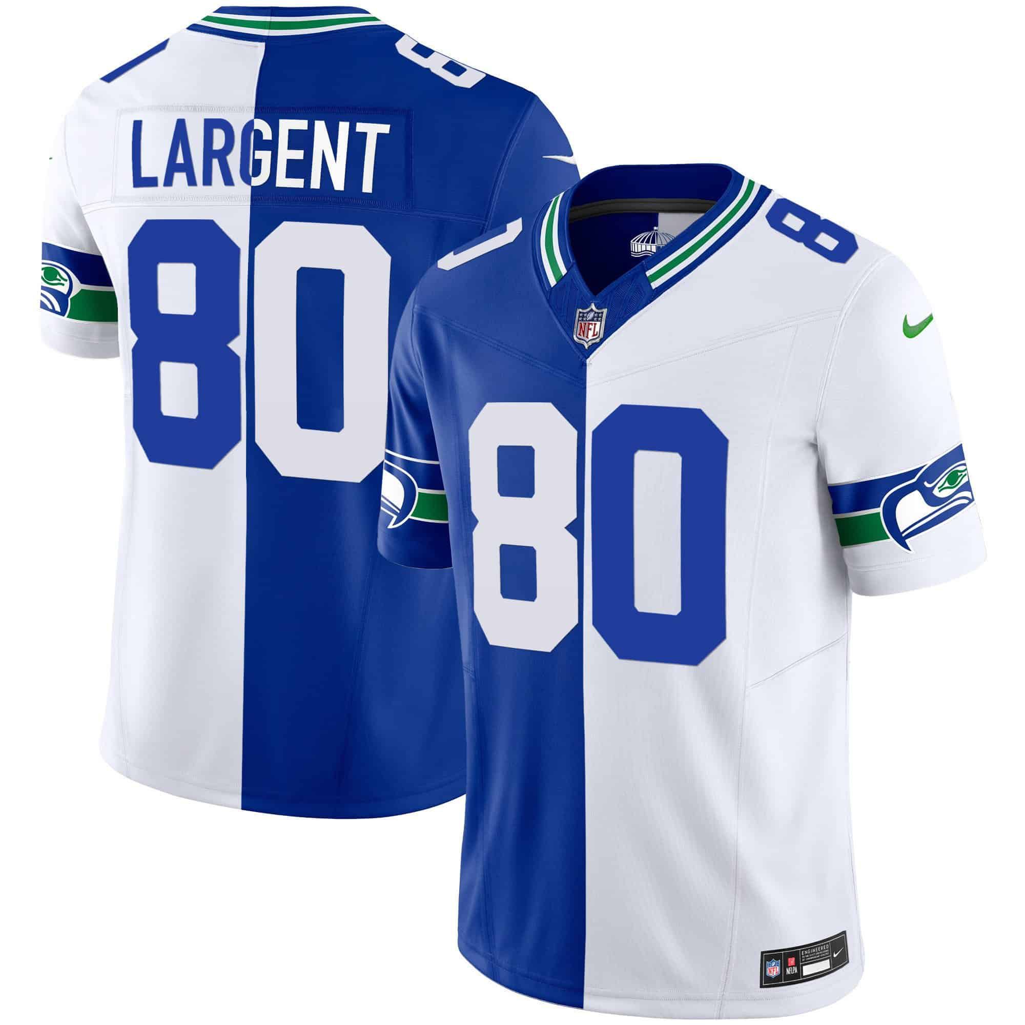 Men Seattle Seahawks 80 Largent Blue with white 2024 Nike Throwback Vapor Limited NFL Jersey
